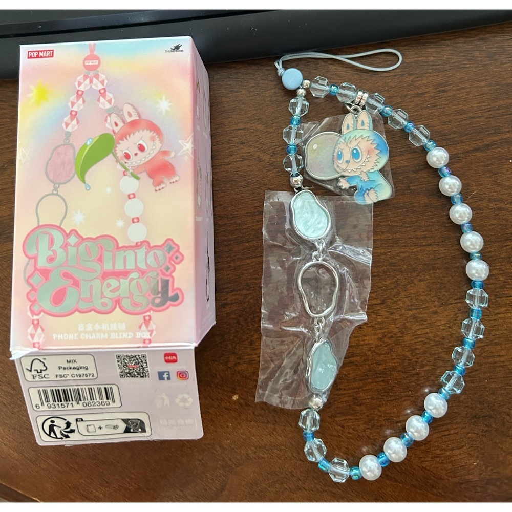 The Monsters Labubu Big Into Energy Phone Charm 'hope' In Blue